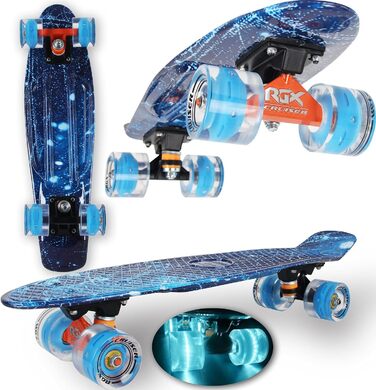 Скейтборд WeLLIFE Mini Cruiser 22 дюйми з LED колесами, PU 78A, ABEC-7, для дітей, підлітків і дорослих
