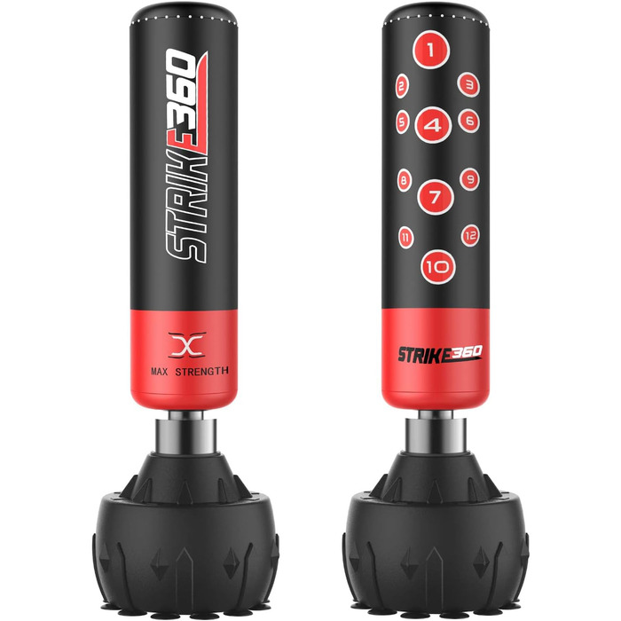 Боксерський мішок Max Strength, підлоговий стійкий (183 см), для боксу, кікбоксингу та MMA, чорний