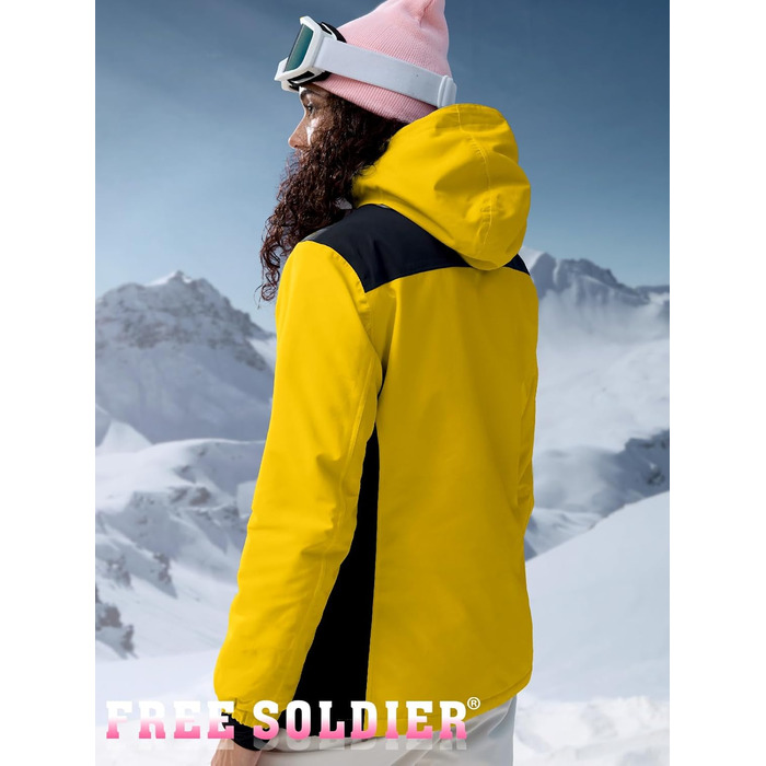 Водонепроникна жіноча зимова куртка FREE SOLDIER з флісовою підкладкою та капюшоном. Зимова куртка-дощовик Ginger Yellow
