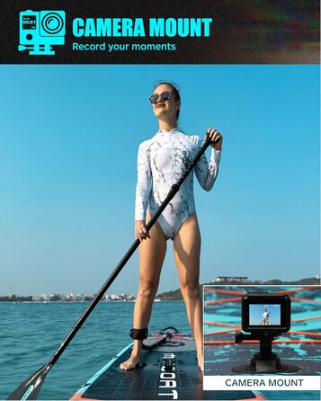 Надувне SUP-борд MYBOAT 30,5 x 86,4 x 15,2 см для риболовлі та відпочинку, з аксесуарами: 3 фінки, двосторонні еластичні шнури, кріплення для камери, ручна помпа, весло, водонепроникний мішок 5 л, мотузка
