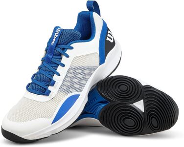 Взуття для падел-тенісу Wilson Hurakn Pro V2 для чоловіків (44 EU, X-широкий, білий, блакитний, чорний)