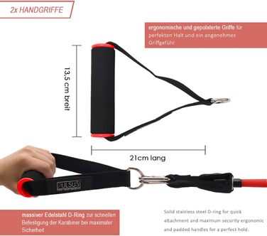 Набір фітнес-гумок для силових тренувань: резистентні гумки, дверний анкер, ручки, петлі для ніг, сумка | з додатком з відео-інструкціями