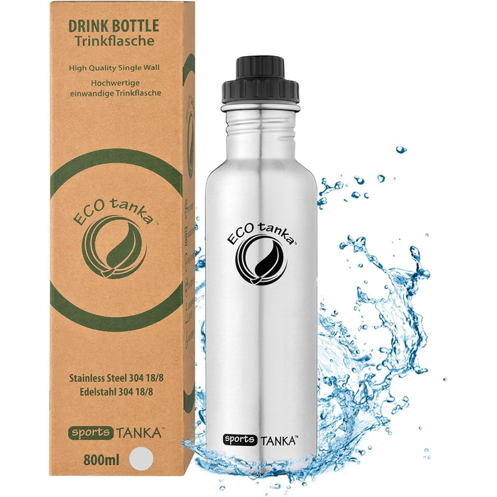 Пляшка для води ECOtanka sportsTANKA 0,8 л нержавійка, герметична, BPA-free, для спорту, фітнесу, туризму