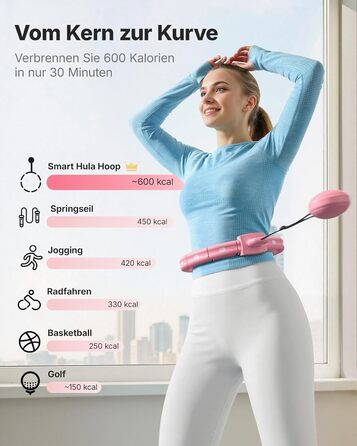 Хула-хуп MERACH з лічильником калорій та вагами, тихий, знімний, для талії 84-144 см, для спалювання жиру та кардіотренувань, домашній фітнес-інвентар