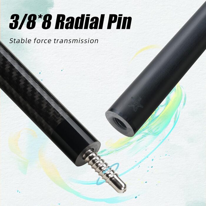 CRICAL Більярдний кий з карбону, 147.3 см, професійний, з'єднання 3/8 x 8, наконечник 12.5 мм, CL-01