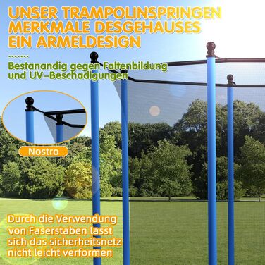 Трамплін Redkid Ø 305/366 см з сіткою, драбиною та баскетбольним кільцем, для дітей, вантажопідйомність 200 кг