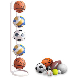 Стійка для зберігання м'ячів: баскетбольних, футбольних, волейбольних (5-ярусна, біла)