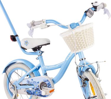 Дитяче велосипед Sun Baby Flower Bike для дівчаток, 14 дюймів, знімний ручка-штовхач, 2-6 років (Блакитний)