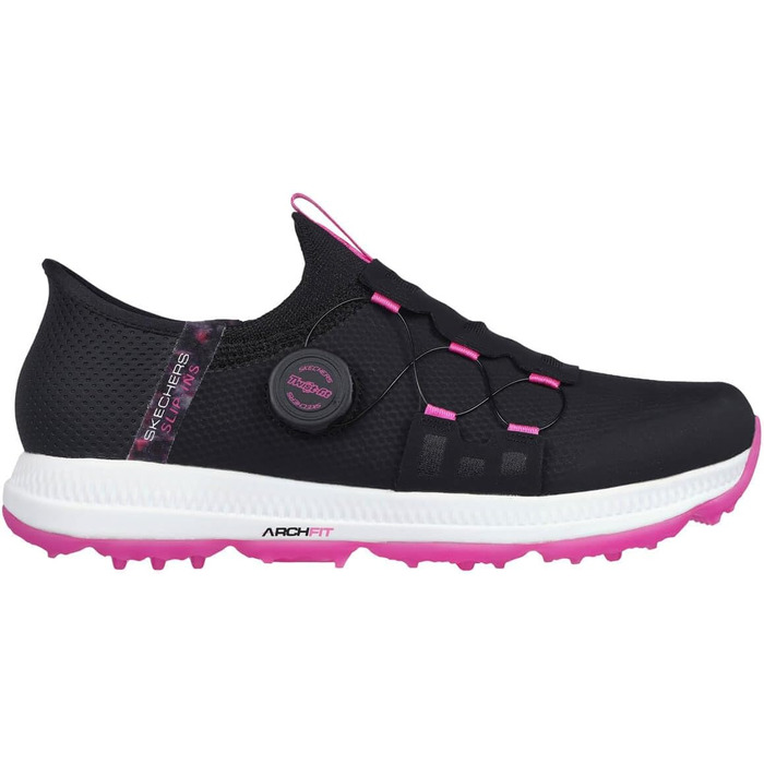 Жіноче golf-взуття Skechers Go Golf Elite 5 Arch Fit, водонепроникні сліпони, розмір 39 EU, чорно-рожевий колір