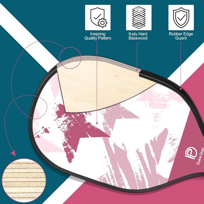 Набір піклбол DULCE DOM: 2 або 4 ракетки, м'ячики та сумка, схвалено USAPA