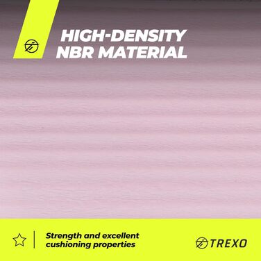 TREXO килимок для фітнесу NBR, рожевий, 183x61 см, 15 мм, з ручками