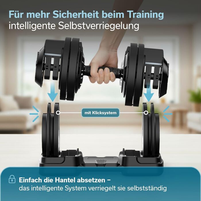 Штанга Skandika Hanteln Paino, регульована: гантелі, штанга, гиря, 1.5-24 кг. Набір гантелей для дому та спортзалу.