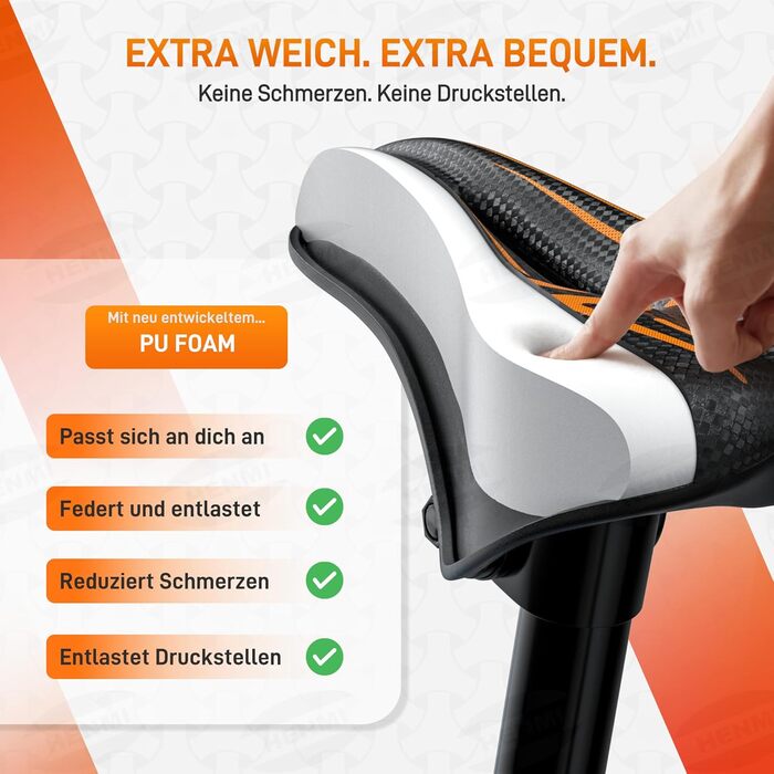 Велосипедне сідло HENMI для чоловіків та жінок: м'яке, комфортне, дихаюче, з амортизацією, ергономічне. Підходить для MTB, трекінгу, шосе та гірського велосипеда. Стандартна сітка.