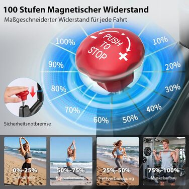 Велотренажер Wenoker з регульованим магнітним опором, ергометр, фітнес-велосипед з LCD-монітором, тримачем для планшета, Bluetooth, для дому, до 160 кг, блакитний