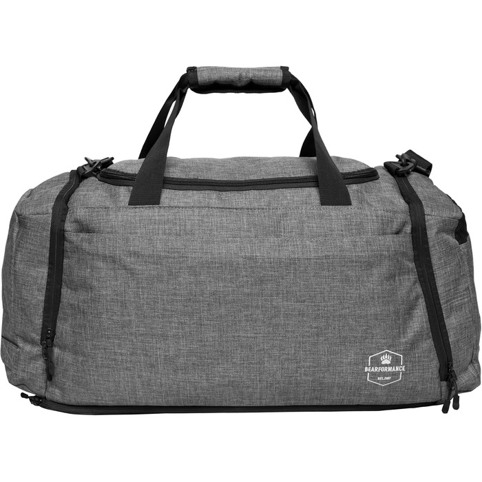 Спортивна сумка Bearformance Ultimate 50L з рюкзаком, відділенням для взуття та вологих речей, сіра, з переробленого PET, для тренажерного залу, подорожей, чоловіків і жінок