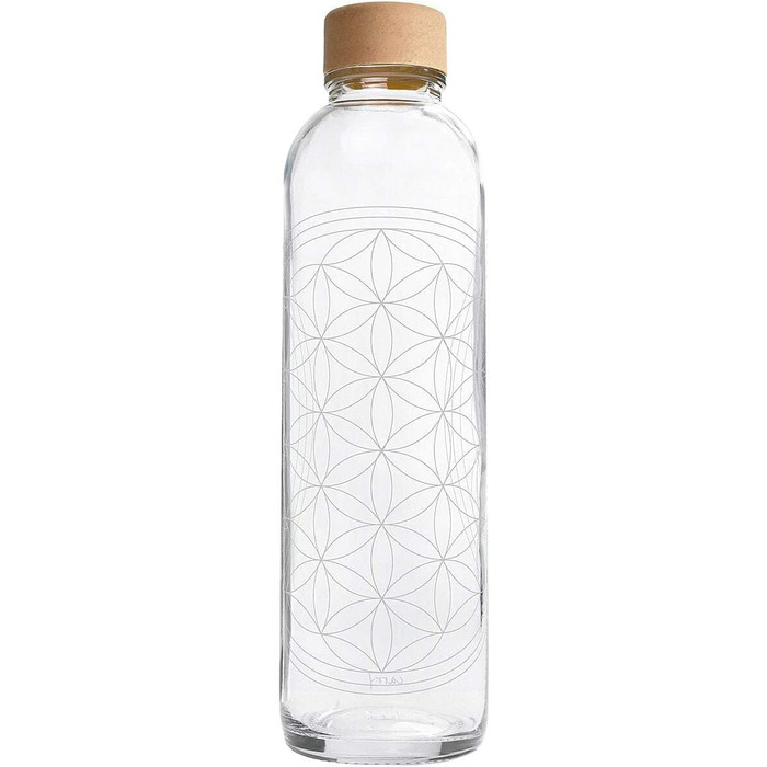 Скляна пляшка для води Carrybottles 0,7 л Flower Of Life, спортивна, без BPA, не протікає, підходить для газованої води, зроблено в Німеччині