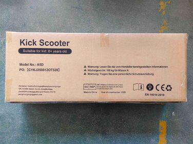 Дитячий складний самокат для дітей 8-15 років з великими колесами 200 мм, дисковими гальмами та регульованою висотою, синій