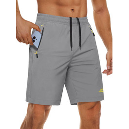 Шорти спортивні чоловічі MAGCOMSEN, легкі, швидковисихаючі, для тренувань та хайкінгу, з кишенями на блискавці, сірий, розмір 36