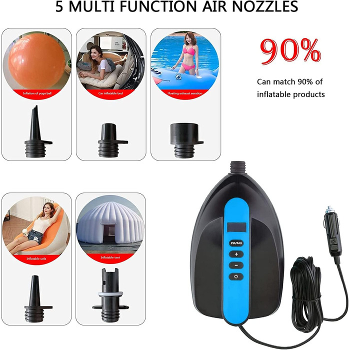 Електричний насос для SUP дошки Ruitx 16PSI, 12V, для SUP, човнів, наметів, синій