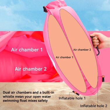 Буя для плавання Schleppschwimmer 28L, сигнальний, для відкритих вод, триатлону, водонепроникний Dry Bag, рожевий