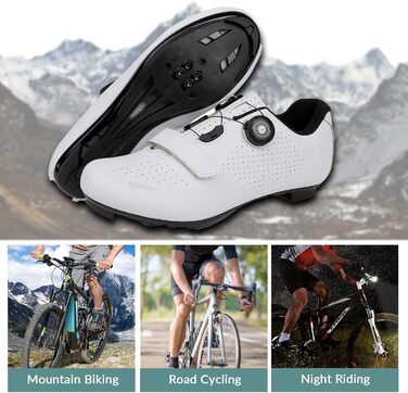 Велосипедні шкарпетки FANSU для чоловіків та жінок, велотуфлі з Delta-кріпленнями, сумісні з педалями Look SPD-SL Delta Lock та Peloton (45 EU, Білий)