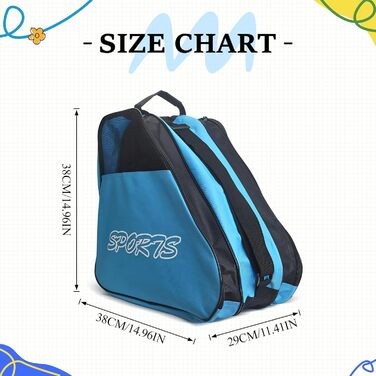 Сумка для ковзанів Baoblaze з регульованим плечовим ременем, дихаюча сумка для зберігання ковзанів, роликів, квадів (блакитна)