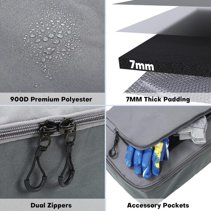 Чохол для сноуборду з повним захистом, водонепроникний, 160 см, міцний поліестер 900D, для сноуборду, лиж, палиць, шолома, взуття. Підходить для перевезення літаком.