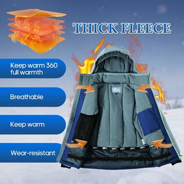 SNOWER Дитячий зимовий комбінезон для хлопчика з капюшоном, гірськолижний костюм, теплий, кольоровий зелений (10-12 років, індиго)