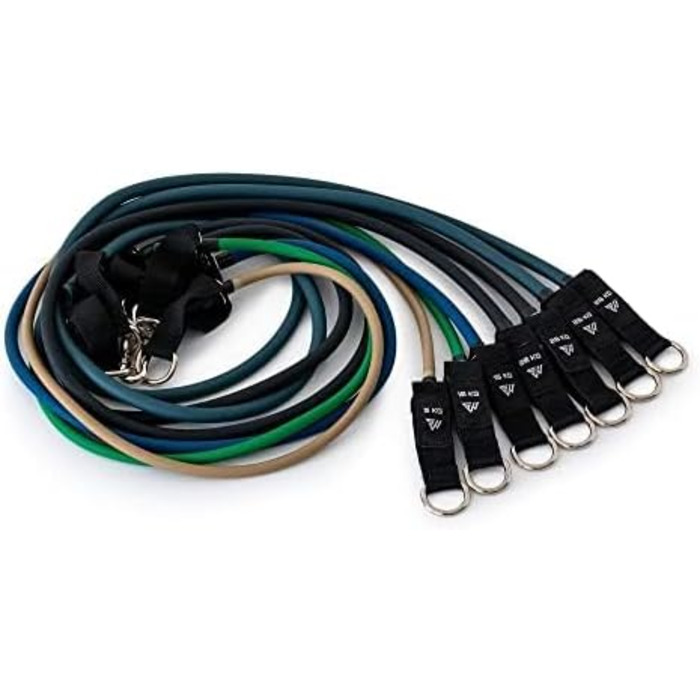 Набір для силових тренувань SmartWorkout® з гумовими стрічками опору – 19 шт., до 120 кг, стержень, дверний анкер, програма тренувань