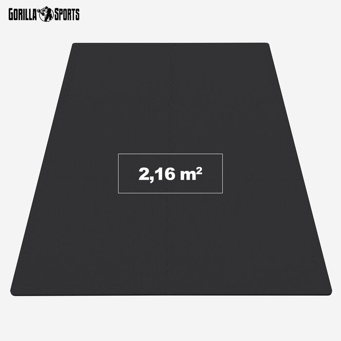 GORILLA SPORTS® Захисні мати EVA, 6 шт, 60x60x1,2 см, антиковзкі, для фітнесу, підлоги, тренажерів, басейну, з 12 крайовими елементами, різні кольори