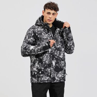 Костюм для сноуборду та лиж: комплект куртка та штани, зимовий, непромоканий, вітронепроникний, з капюшоном, чорний, XL