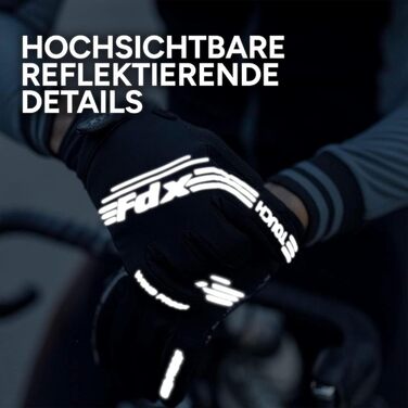 Зимові велосипедні рукавички FDX для чоловіків – вітронепроникні та водовідштовхувальні, з теплим флісом, гелевою підкладкою, підтримкою сенсорного екрану, неслизьким зчепленням – ідеальні для велосипеда, MTB та електровелосипеда (Чорний, XL)