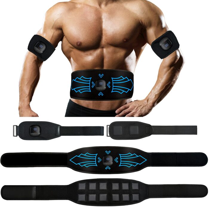 EMS тренажер для пресу, електричний з 10 режимів та 30 інтенсивностями, пристрій для тренувань EMS, зарядка Type-C, для формування м'язів пресу, показник витрати калорій