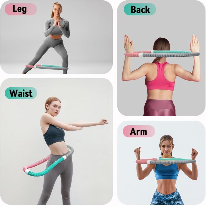 Hula Hoop для дорослих 1.2 кг, обтяжений фітнес-обруч з розбірною конструкцією. М'який обруч для дому, спортзалу, школи. (Для досвідчених)