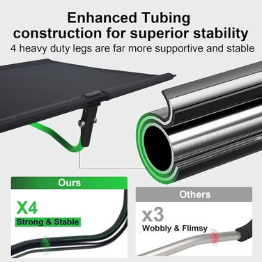 Легке туристичне ліжко для кемпінгу, 160 кг, чорне. Розкладне, портативне, для відпочинку на природі, вдома, в горах, на дачі.