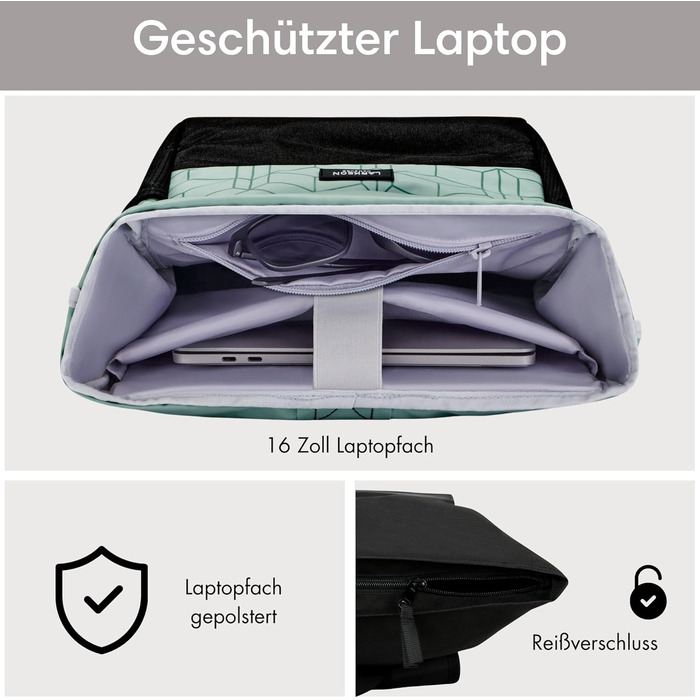 Рюкзак LARKSON No 4 Rolltop водостійкий з відділенням для ноутбука, для жінок і чоловіків, універсальний для роботи, навчання та велосипеда, великий дорожній рюкзак