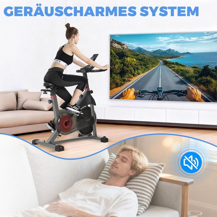 Велотренажер Heimtrainer S100 з регульованим опором, LED-дисплеєм, датчиком пульсу та тримачем для смартфона/планшета