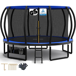 Трамплін Devoko Outdoor Ø 228/305/366/427 см з сіткою безпеки, сходами та мішком для взуття. Сертифікат TÜV Rheinland GS. Трамплін для саду, великий круглий батут для дітей.