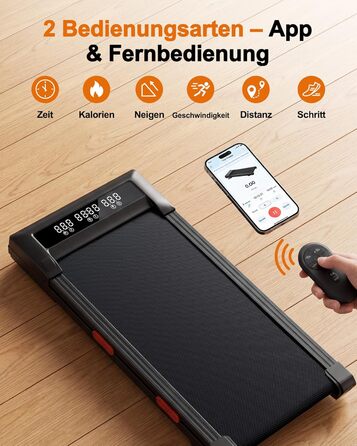 Бігова доріжка Lacuffy Walking Pad з нахилом для дому та офісу, керування через додаток, AI-тренування, підтримує до 136 кг, 90 см, чорна