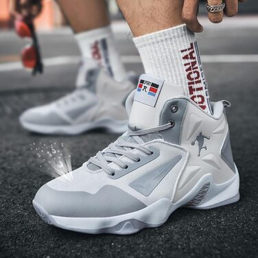 Баскетбольні кросівки High Top з антиковзким покриттям, легкі та зручні, розмір 43 EU, вузька колодка, білі