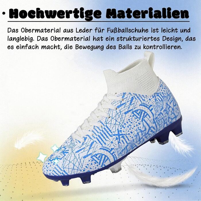 Дитячі футбольні бутси для хлопчиків та дівчаток, розмір 37 EU, білий та синій
