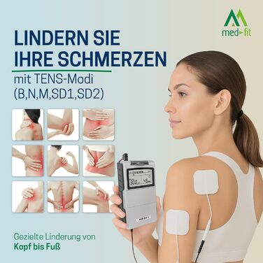 Med-Fit 3 TENS + EMS Апарат для електростимуляції м'язів та знеболення (2 канали) - медичний прилад IIa класу для лікування болю в спині, ішіасу, артрозу, шиї, плечей та нарощування м'язів