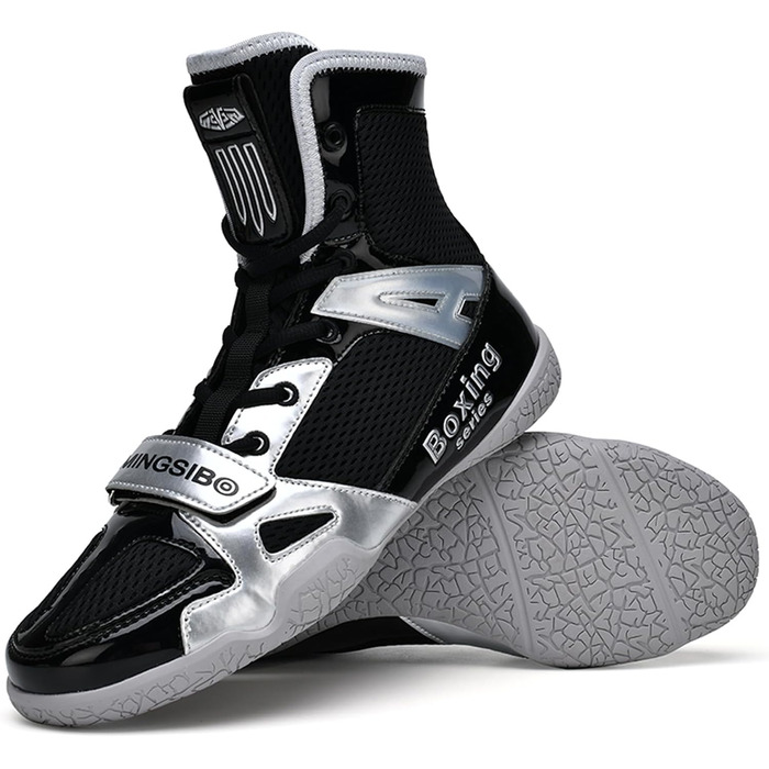 Боксерські кросівки для чоловіків. Зручні та дихаючі кросівки для боксу, єдиноборств, фітнесу та бодібілдингу. Білий, сірий, чорний, срібний кольори. Розмір EU 31