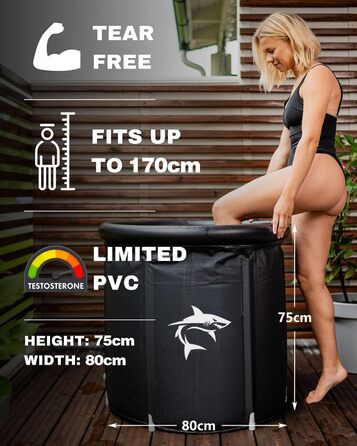 Кріованна для льодяних купань XL (80 см) з системою охолодження, 8 сталевими стійками, термозахистом та сумкою — повний комплект