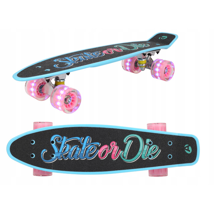 Скейтборд Aurora Classic (56 см x 14,5 см, 60 мм), багатоколірний, з LED-підсвіткою