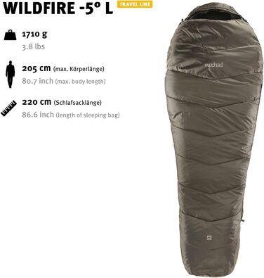 Сплячий мішок Wechsel Mumienschlafsack Wildfire -5°C для кемпінгу, 4 сезони, зимовий, L