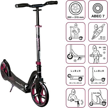 Самокат алюмінієвий MUUWMi Pro, 250/215 мм, ABEC 7, регульований, сертифікат GS