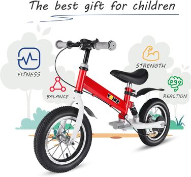 YBIKE дитячий велосипед 2-в-1 з педалями, амортизаторами та крилами, 12/14 дюймів, для дітей 2-7 років, навчальний, 4 кольори
