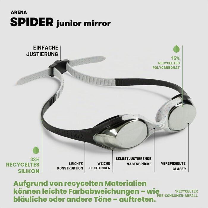 Окуляри для плавання ARENA Spider Junior Mirror - рожево-сірі, дзеркальні лінзи, дитячі