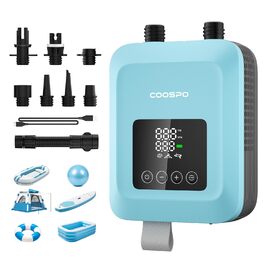 Насос електричний CooSpo для SUP-дошок та каяків 20 PSI з акумулятором (темно-синій)